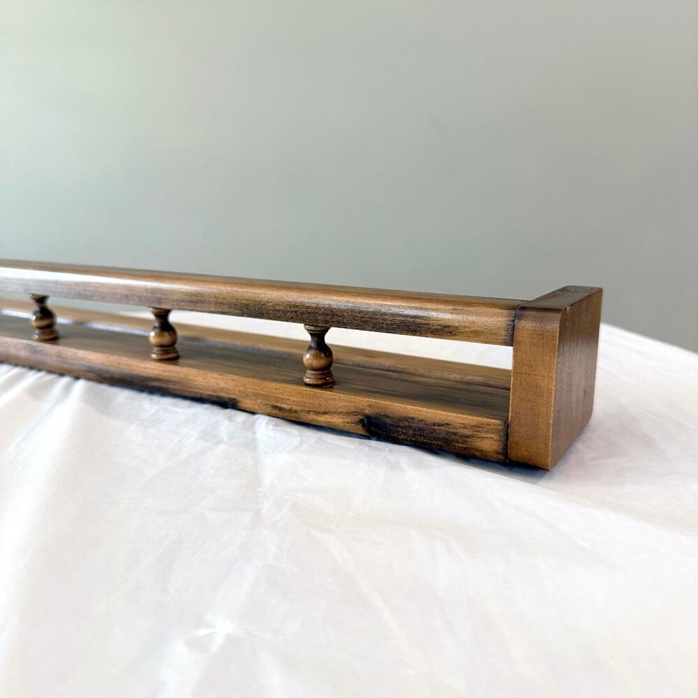 Vintage Solid Wood Wall Shelf Spindles Display Spice Plate Rack